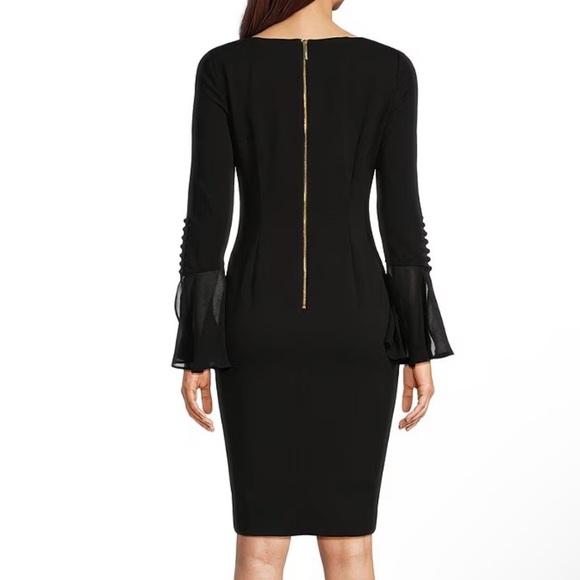 Calvin Klein Black Sheath Dress with Bell Sleeves - Picture 3 of 3